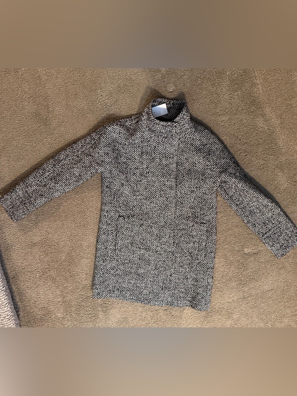 J. Crew Black and White Herringbone Turtleneck Sweater